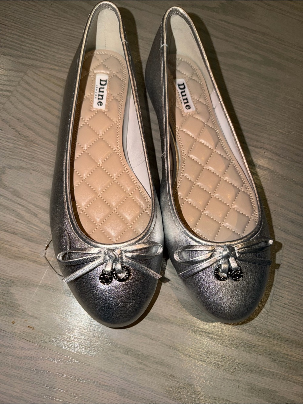 Dune London Silver Metallic Ballet Flats – Size 39 – New